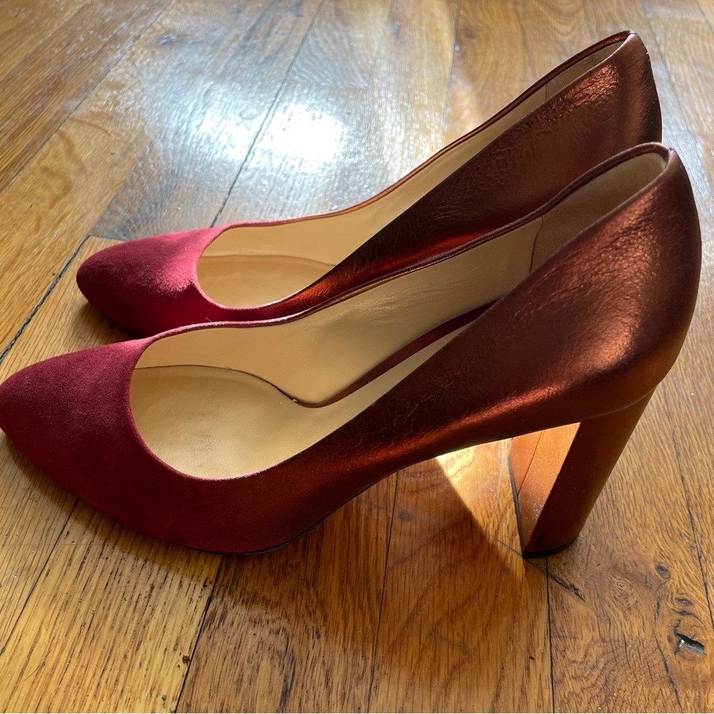 M. Gemi Lustro Suede+Leather Heels Ombré Chianti Copper red holiday metallic 38 - Picture 4 of 13